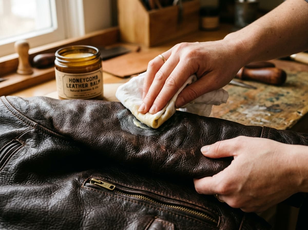 Applying leather conditioner
